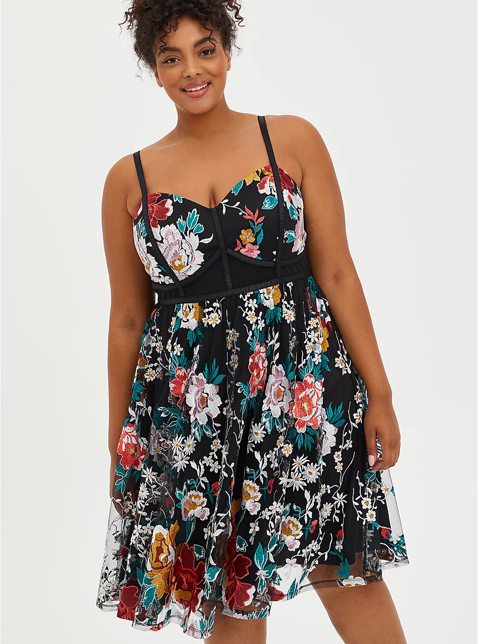 Womens Torrid Bustier Skater Midi Dress - Lace Floral Black size 12 NWT |  eBay